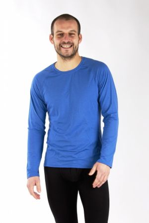 Pánské tričko s dlouhým rukávem  čistě modré