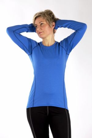 Dámské tričko s dlouhým rukávem modré s tmavěmodrými švy