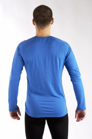 Pánské tričko s dlouhým rukávem  čistě modré